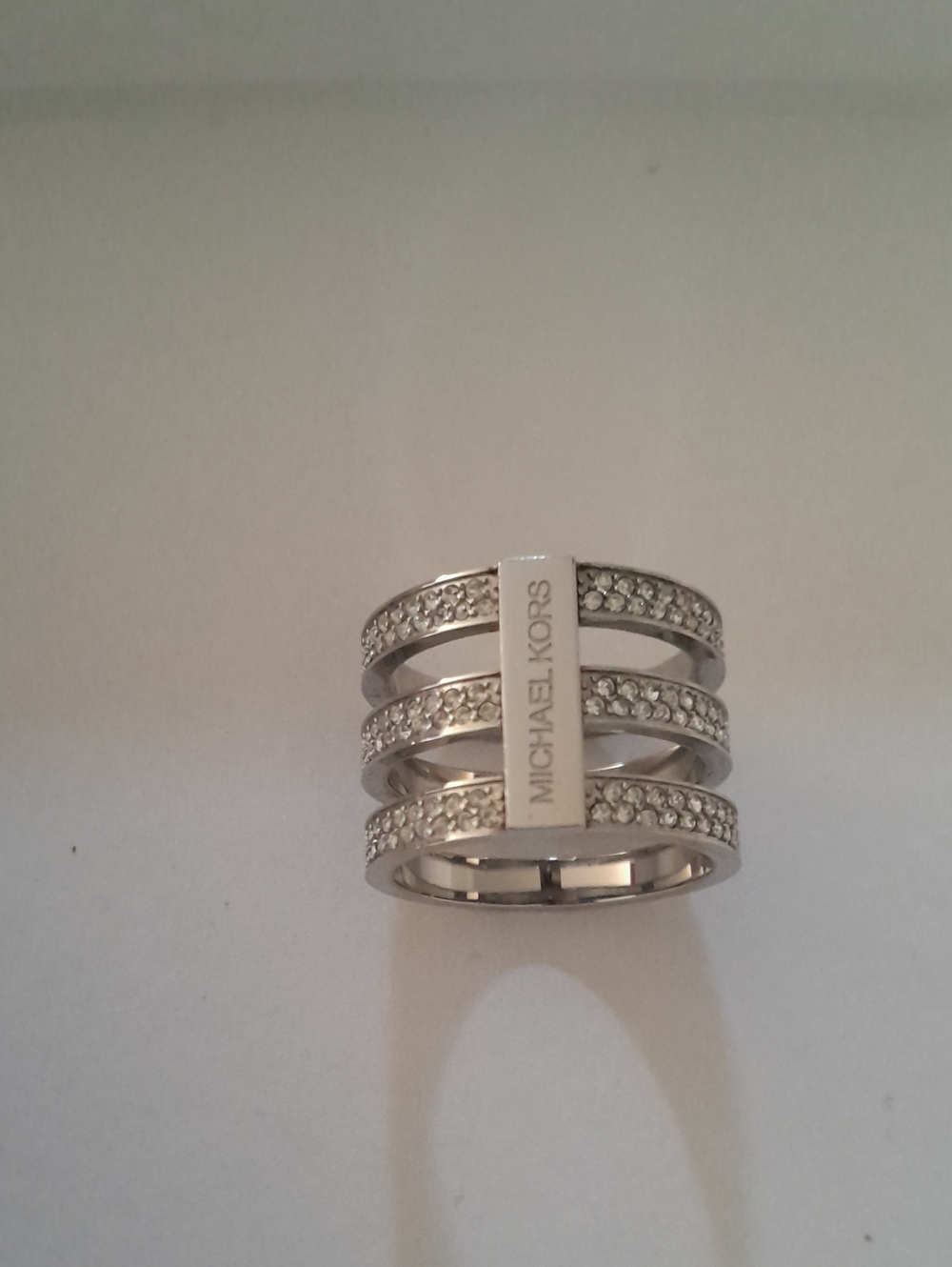 MICHAEL KORS Silver Crystal Stacked Band Ring **no Box**